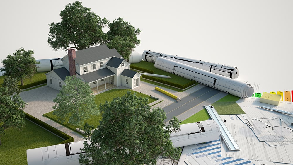 andscape-model-with-blueprints-energy-efficiency-charts